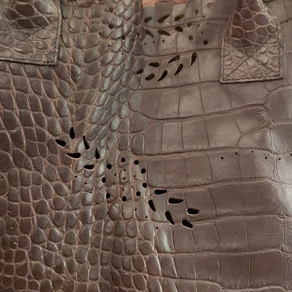 Furla brown alligator embossed large tote. - Picture 2 of 9